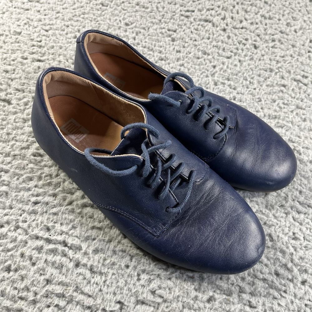 FitFlop Blue Leather Lace Up Comfort Casual Shoes Women's Size US 6 / EU 37 AF9